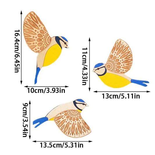 Decoration murale | oiseau en bois, 3 pièces