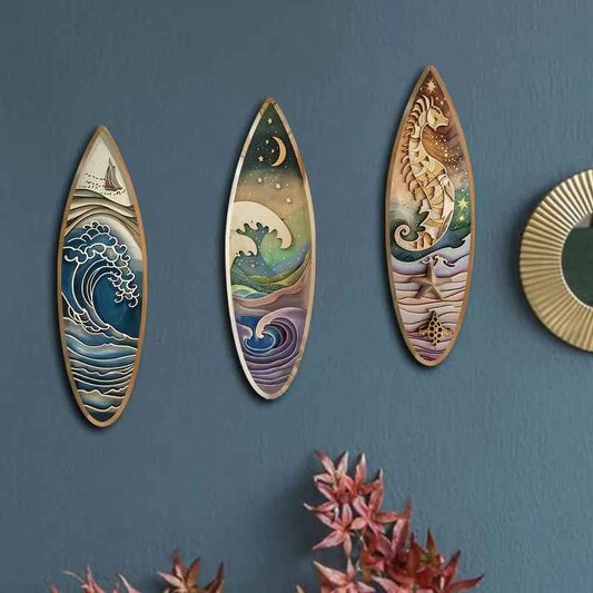 Decoration murale | planche de surf en bois, 3 pièces
