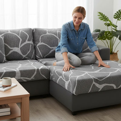 Housse canape angle ProtectStyle femme assise