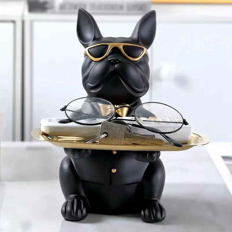 Sculpture contemporaine statue chien | bouledogue