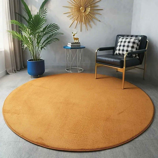 Tapis rond salon | Velours Corail